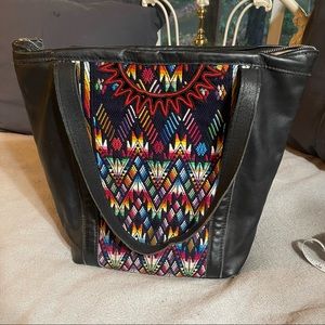 Guatemalan Leather Huipil Tote - LIKE NEW!